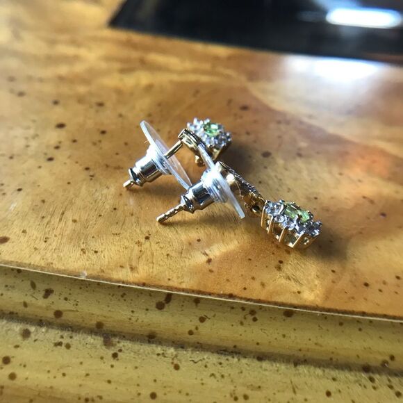 Natural Sava Sphene Sterling Silver 18k Yellow Gold Vermeil Earrings - Picture 3 of 6